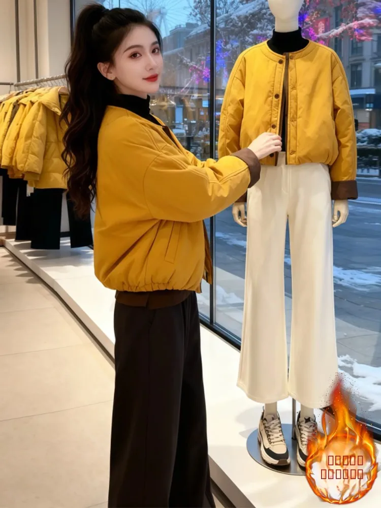 

Sli Unique Women's down Cotton Jaet 2026 Winter New Faionable Casual Baseball Coat Korean Sle Loose Fit Long Sve