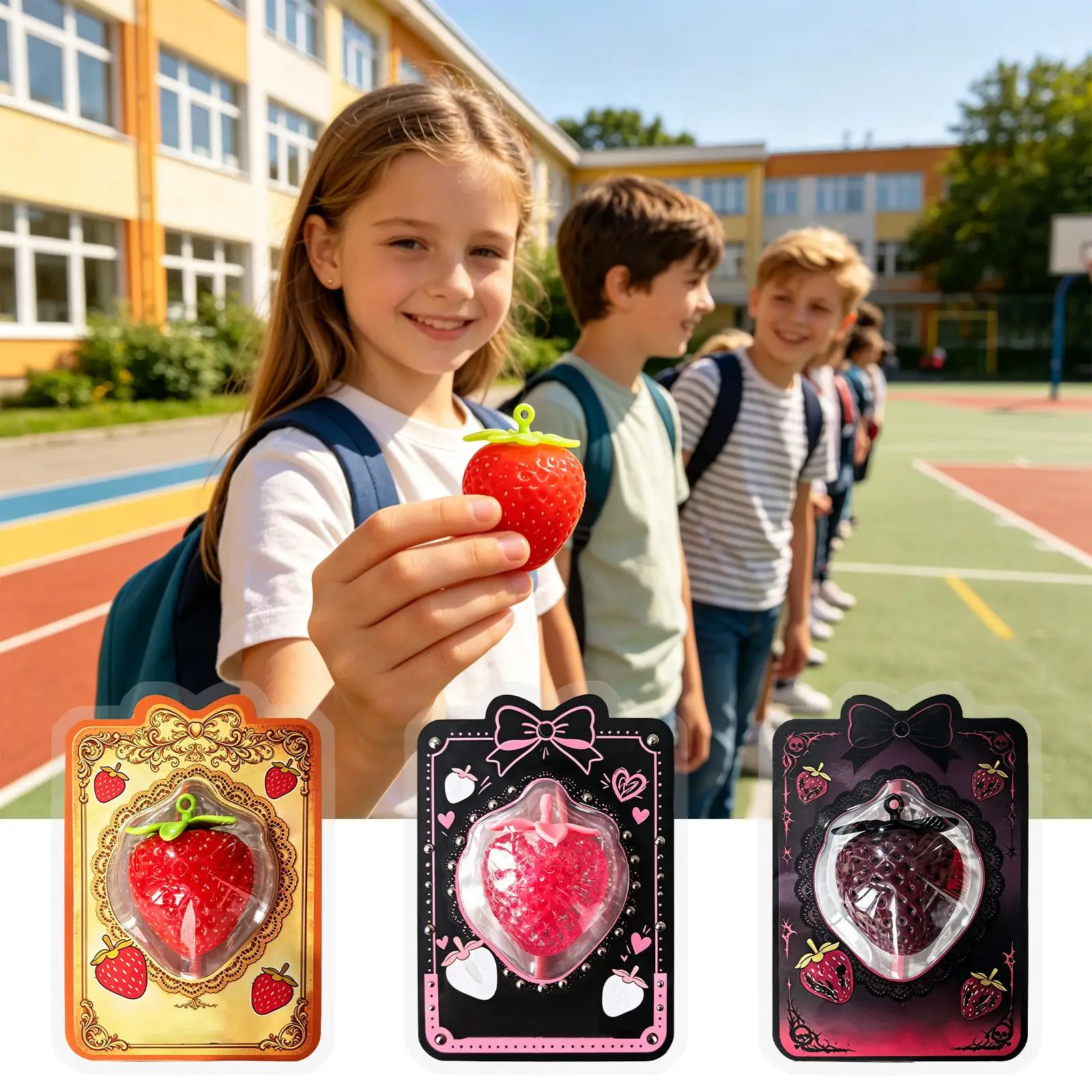 Pimple Toy Strawberry Shape Squeeze Sensory Game with Tweezer Squeeze Toys for Home Work Study Break Time Party Outdoor Travel