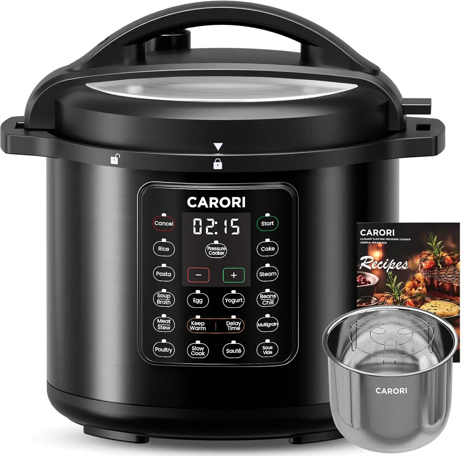 

1200W 12-in-1 Electric Pressure Cooker, 8Qt Stainless Steel, Multi-Function with Safety Features