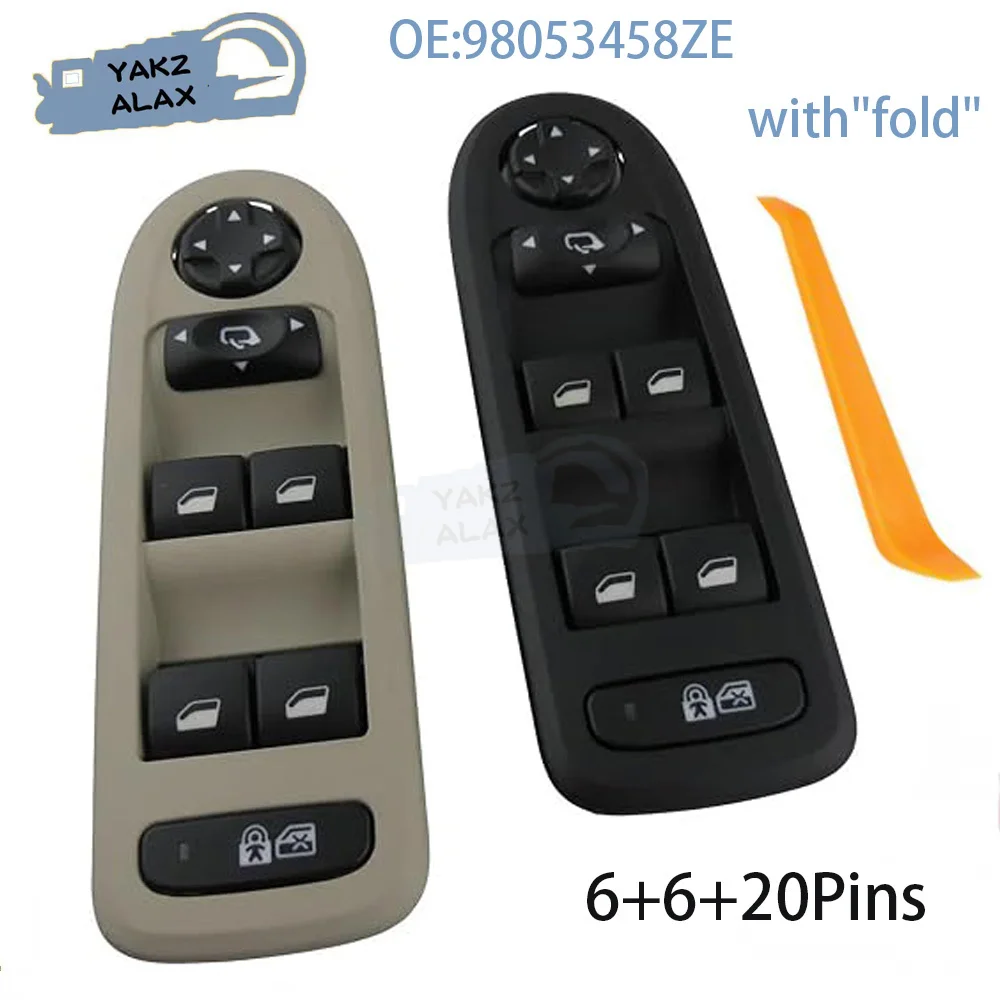 98053458ZE for Peugeot 308 408 508 Citroen C5 Left Master Window Control Switch with Mirror Fold Child Lock Button 20+6+6pins