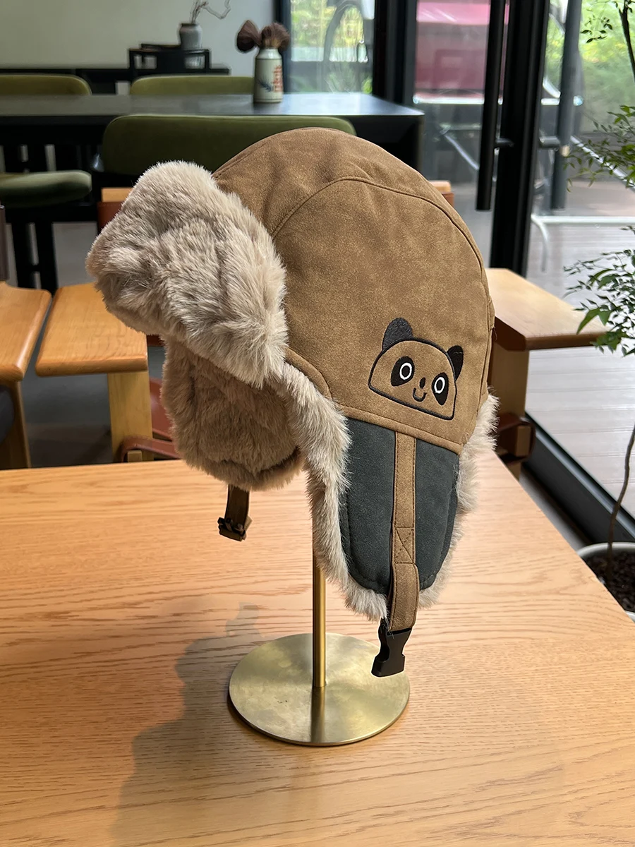 

Winter Fleece-Lined Thickened Warm Lei Feng Hat for Women, Cycling Ear Protection Hat for Men, Outdoor Windproof Ski Pilot Hat