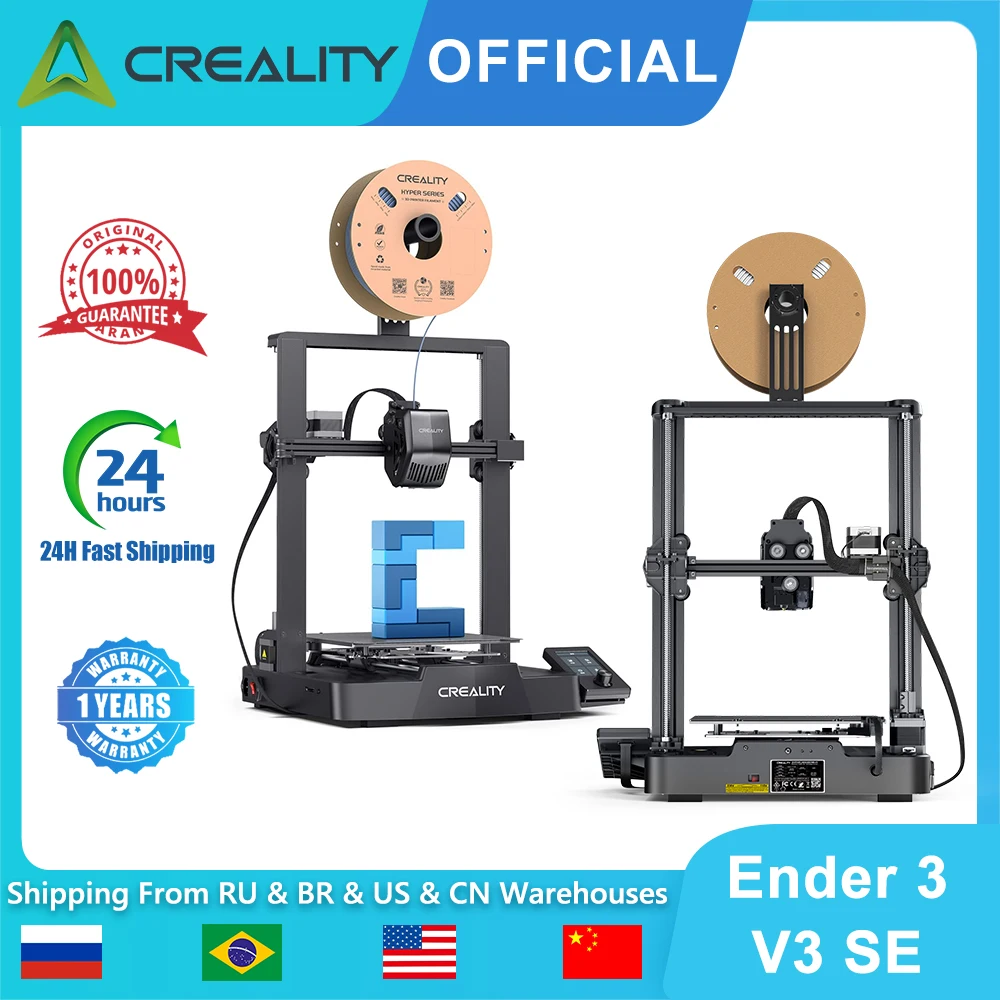 3D-принтер Creality Ender 3 V3 SE, скорость печати 250 мм/с, полный металлический экструдер с двумя шестернями CR Touch, автоматическое выравнивание, двойная ось Z