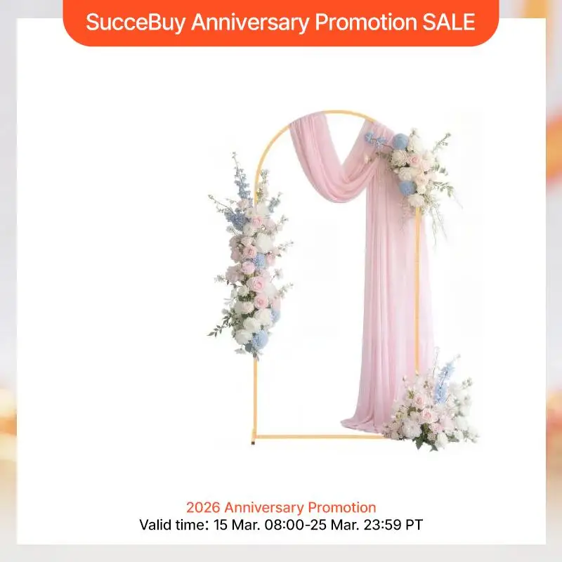 Supporto per Arco Scenico SucceBuy, Struttura Stabile, Facile Montaggio, Arco in Metallo Dorato per Decorazioni Matrimoniali e Cerimonie