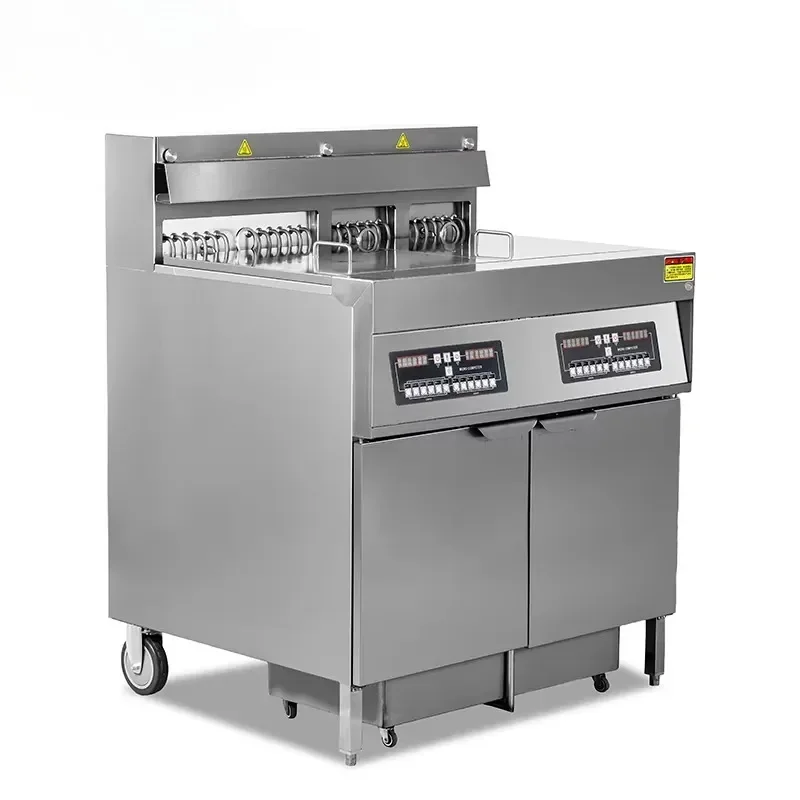 Fast Food Restaurant Hotels Commercial 36KW Electric Stainless Steel Larger Double Bowl 4 Basket Deep Fryer Automatic Oil