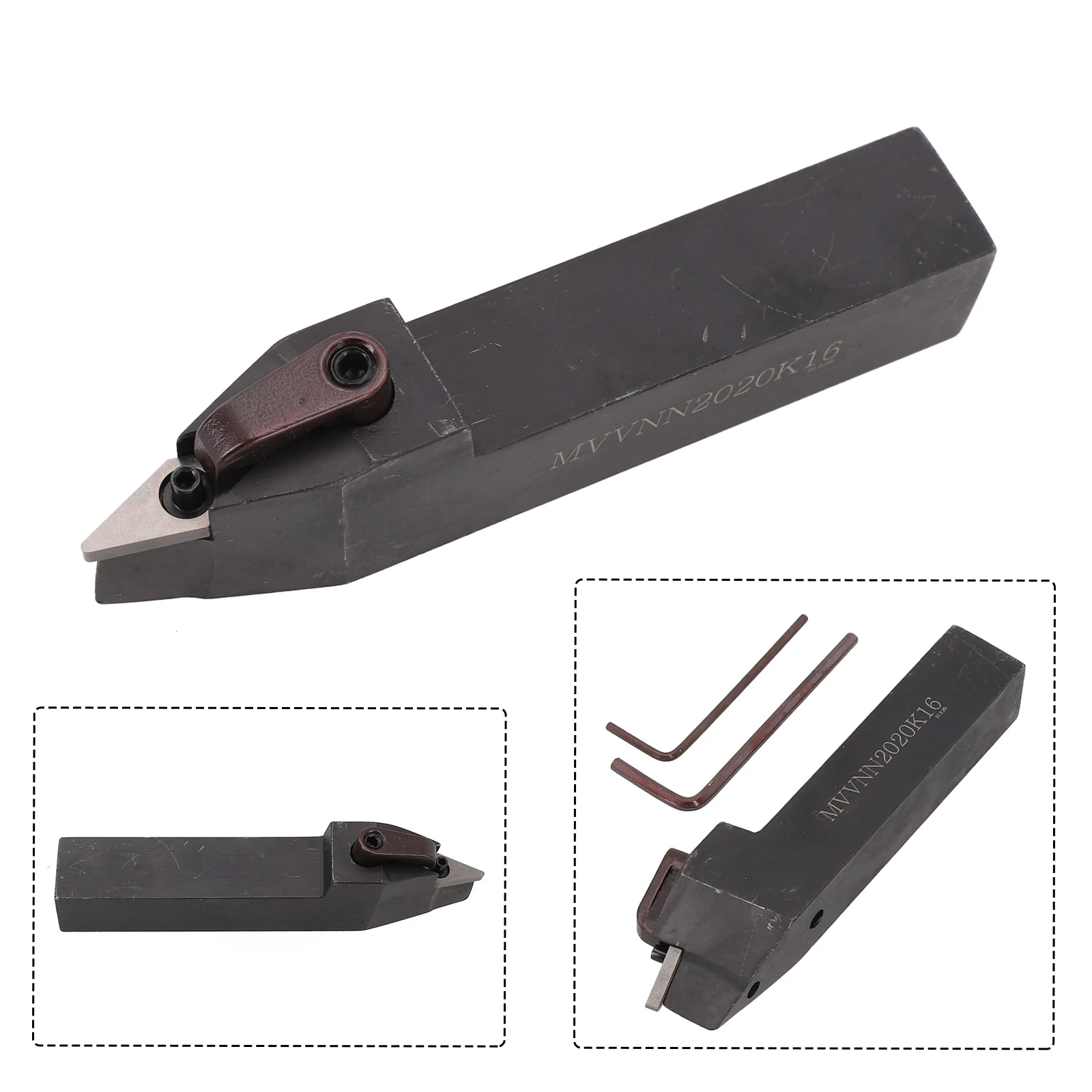 Wrench Turning Tool Holder Inserts MVVNN 2020K16 Right Hand Index External Lathe 125mm 20×125mm 72.5° Alloy Steel