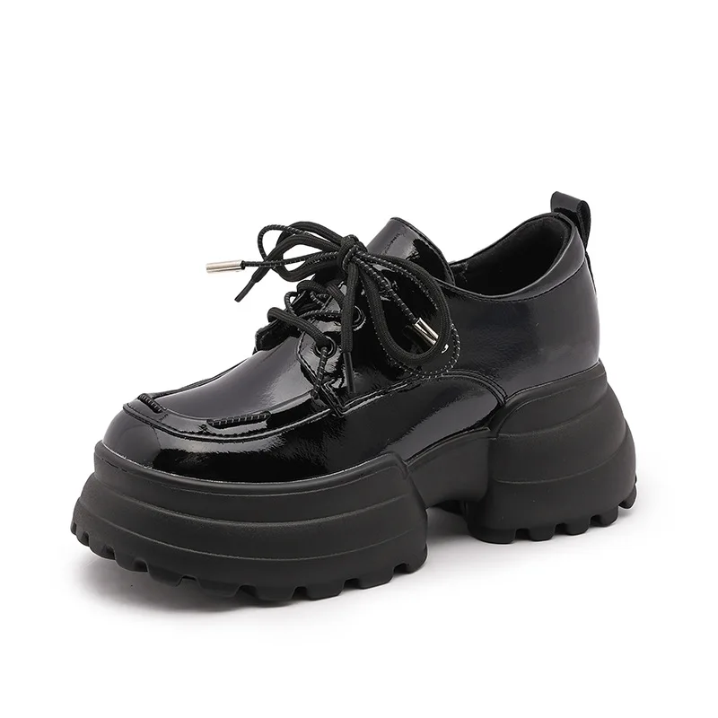 

7cm Microfiber Leather Women Chunky Sneakers Platform Wedge Flats Spring Autumn Vulcanize High Brand Loafer Ladies Shoes