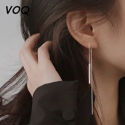 VOQ Geometric Ear Stick Earrings for Women Temperament Long Ear Line Earring 2021 Fashion Silver Color Jewelry