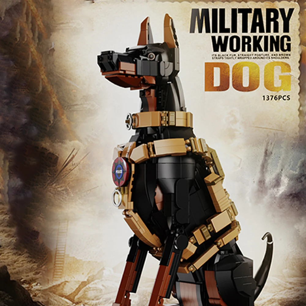 

1376PCS Military Working Dog Building Block Model (Doberman), Multi-joint Movable, Exquisite Home Decor, Perfect Holiday Gift
