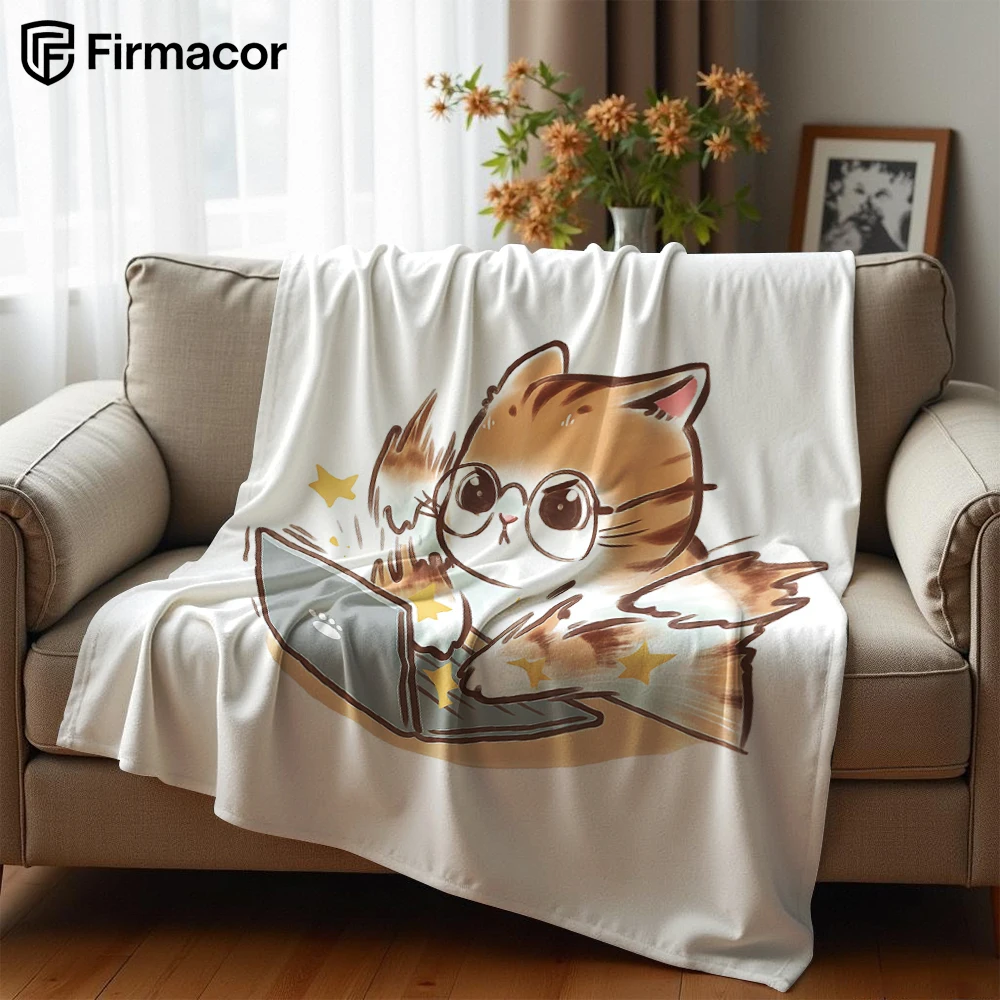 Work Cat Ultra Soft Sherpa Fleece Blanket Fluffy Warm Halloween Cozy Throw for Sofa Couch Bedroom Gift All season
