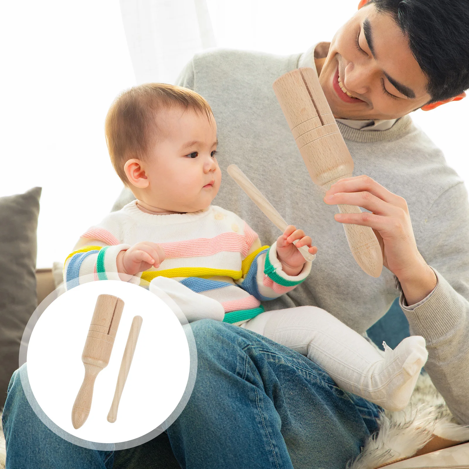 

1Set Kids Percussion Wood Guiro Educational Instrument Early Learning Musical Development Toddler Instruments Baby Instruments