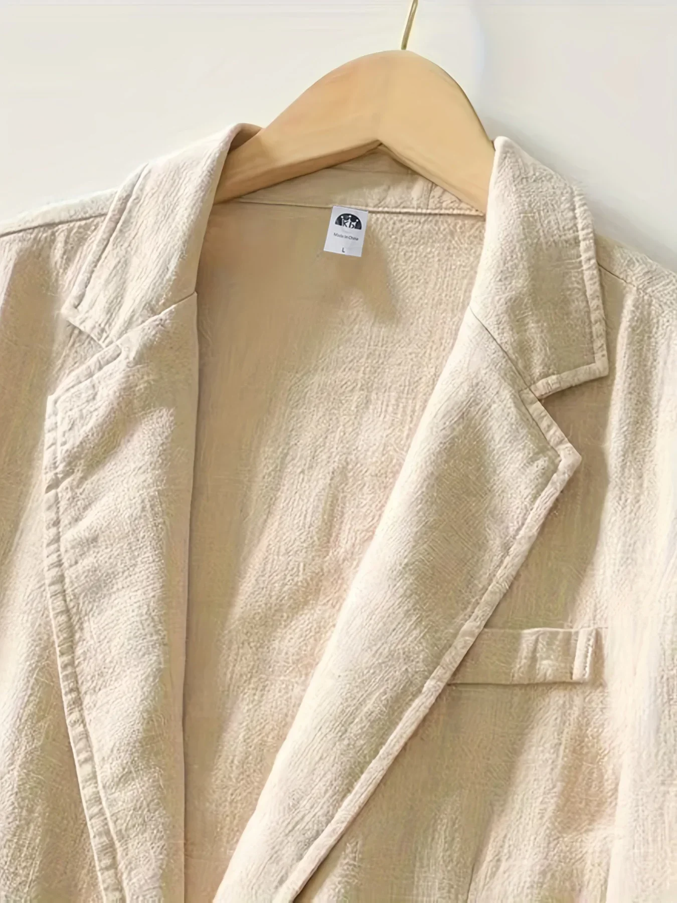 Frühling Herbst Herren Dünner Baumwoll-Freizeitblazer Zweireihig Atmungsaktiv Leichtgewicht Einfarbig Modisch Klassische Anzugjacke – Detail 4