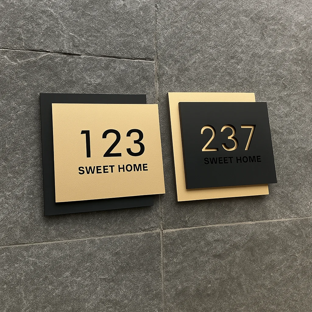 

Custom Acrylic House Number Sign Modern Door Address Plaque 3D Laser Cut Waterproof Home Decor Door Plate for Outdoor Use