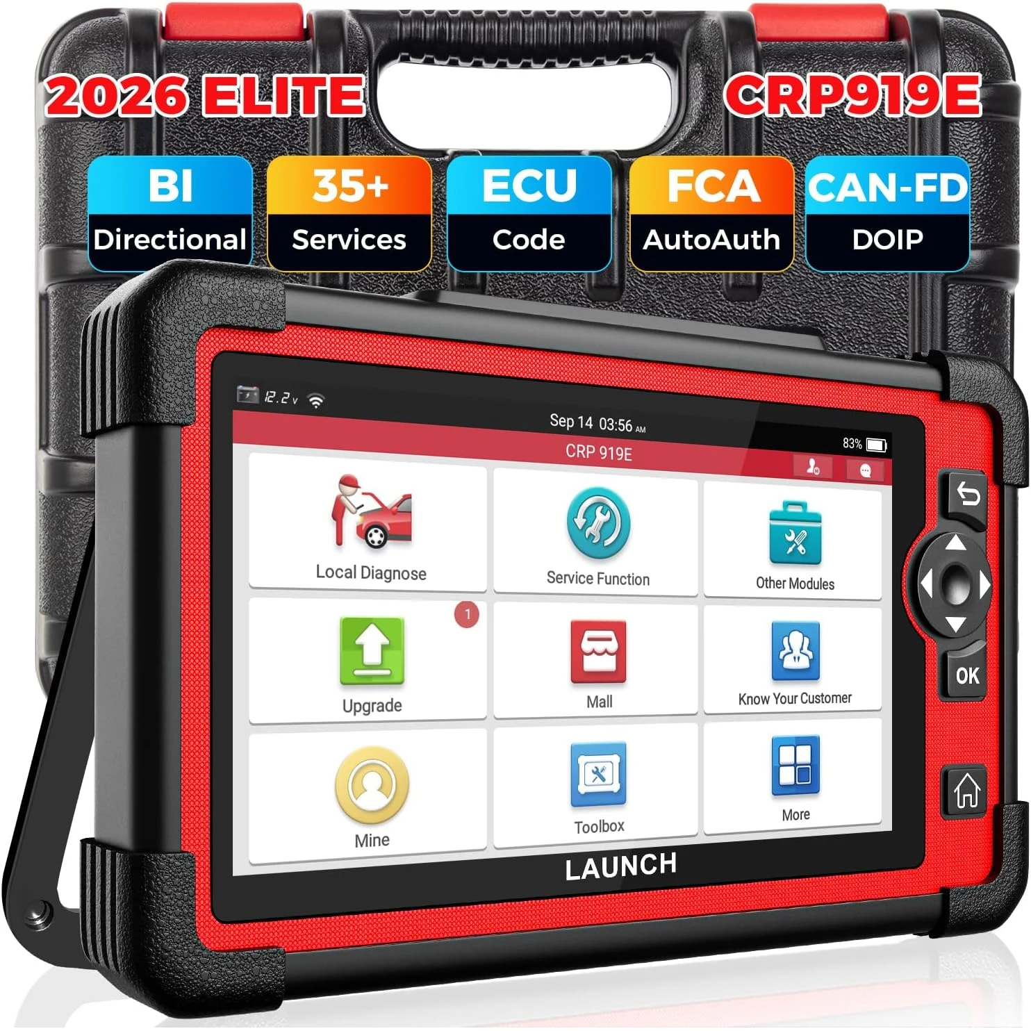 LAUNCH X431 CRP919E Scanner OBD2, Outil de diagnostic bidirectionnel 2026 (comparable au CRP919EBT), CANFD/DoIP/FCA SGW, Code ECU, 35+ Services