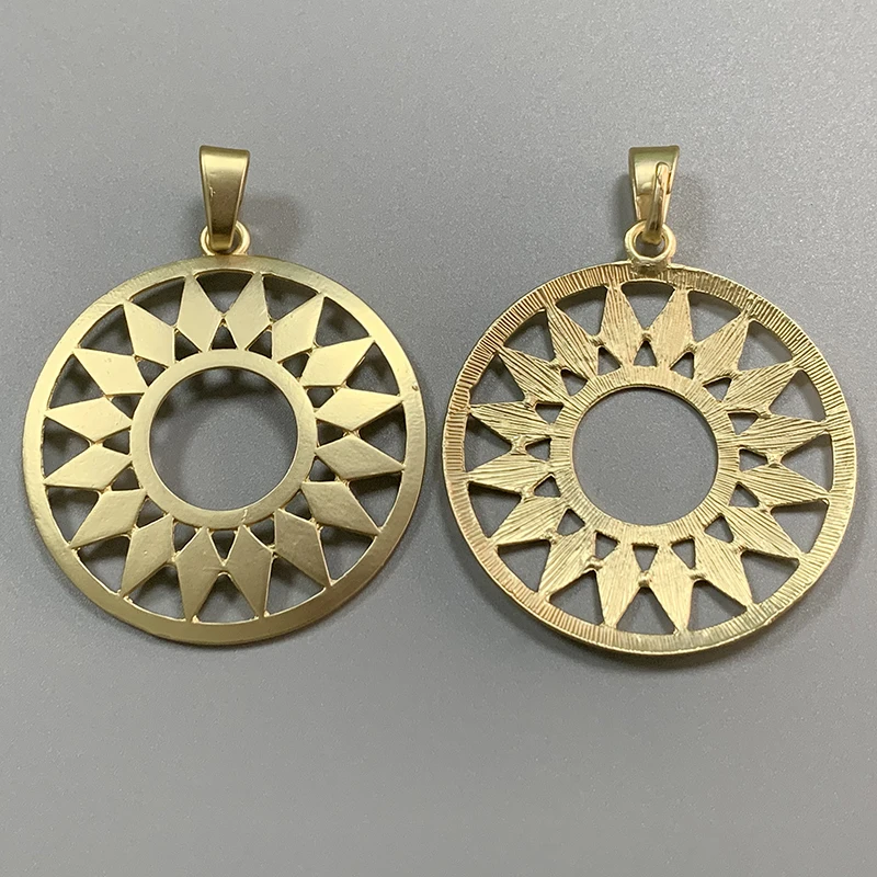 1 Piece Genuine Gold Color Round Medallion Charms Plated Large Bohemia Boho Pendants for DIY Necklace Jewellery Making