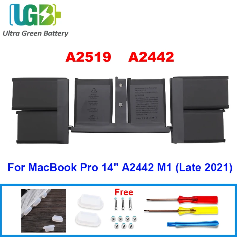 

UGB New A2519 Laptop Battery For Apple MacBook Pro 14" A2442 Late 2021 M1 Retina MKGT3LL/A MKGR3LL/A EMC3650 6068mAh 11.47V