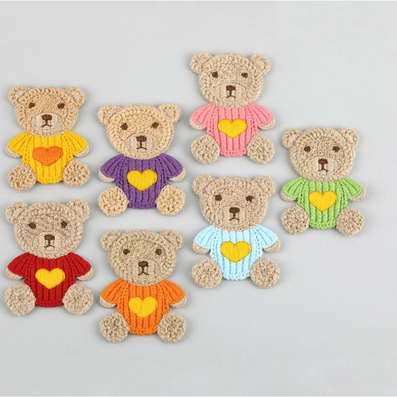 10 Stück 4,8*6,5cm Cartoon-Stickerei-Bären-Applikationen für DIY-Kopfbedeckungen, Haarspangen, Bastelarbeiten, Dekoration, Kleidung, Aufnäher, Accessoires – Detail 9