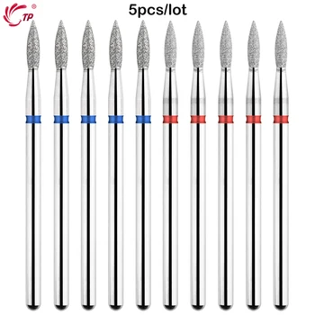 TP 5 stks/partij Diamant Nail Boren 3/32 ''Vlam Nail Bits Elektrische Frees Voor Manicure Roterende Cuticula schoon Nail Gereedschap