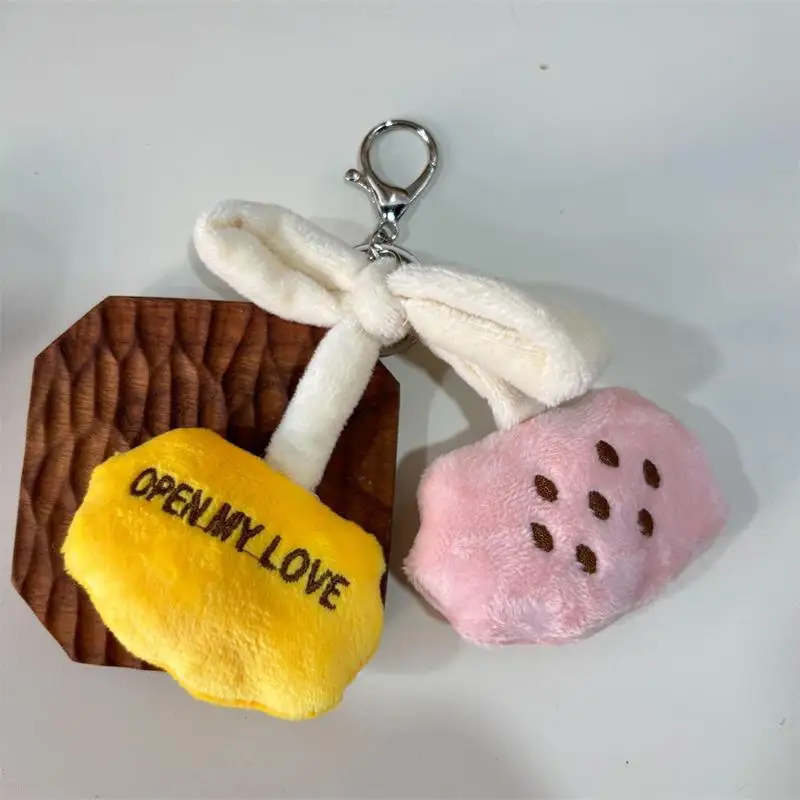 1/2 PCS Cute Cherry Bow Plush Doll Stuffed Toys Keychain Pendant Girly Bag Charms Backpack Hang Ornaments Ragdoll Gifts Keyring