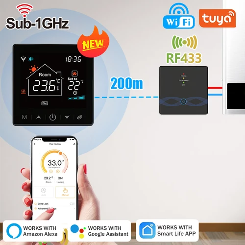 Imagen 2 del producto Tuya Smart Home Wifi termostato inalámbrico alimentado por batería termostato de caldera de Gas controlador de temperatura Digital Alexa Google Home