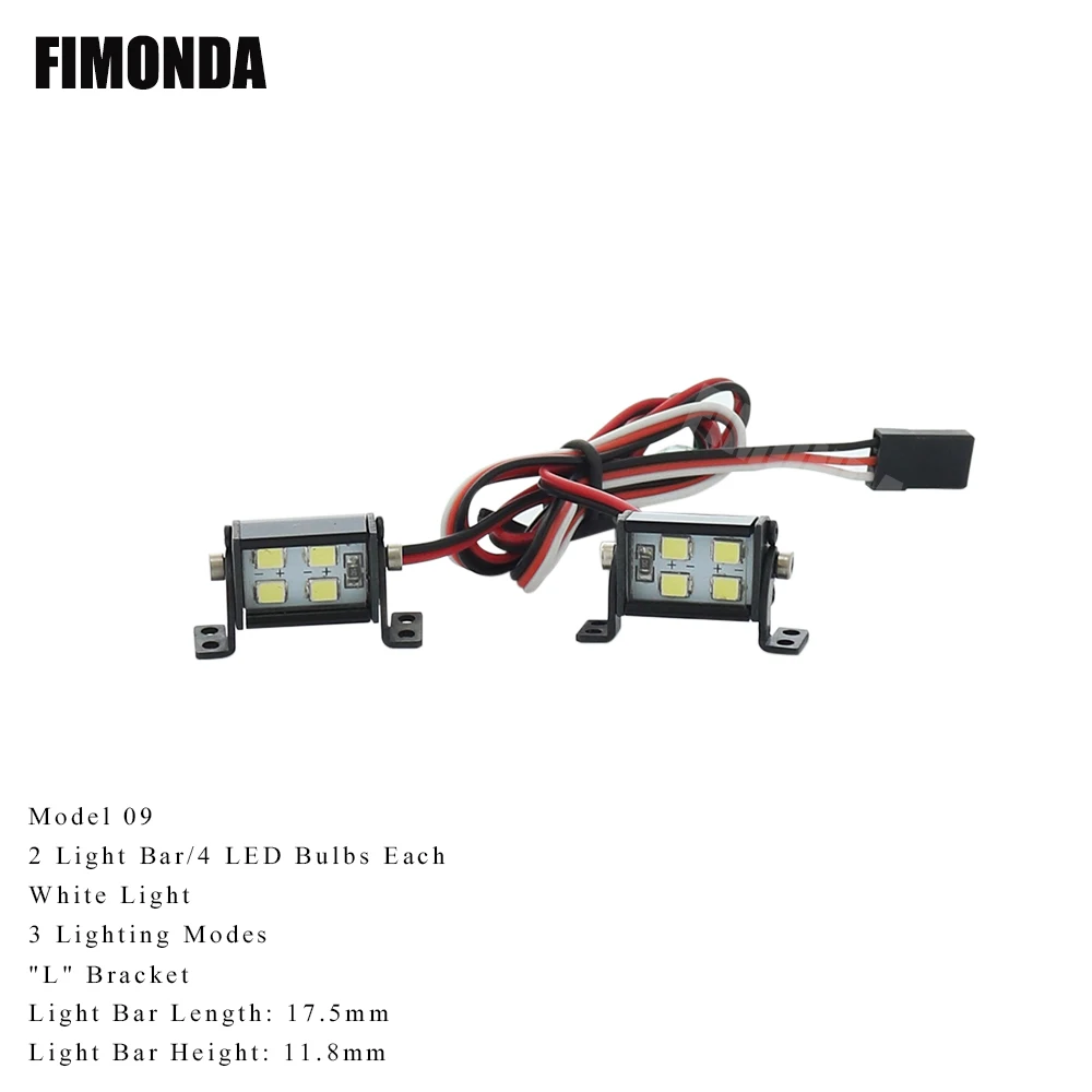 Barra de luz LED para o telhado do carro rc, branco/luzes coloridas, modo ajustável para 1/10 rastreador wrangler scx10 wraith capra trx4 trx6 cc01