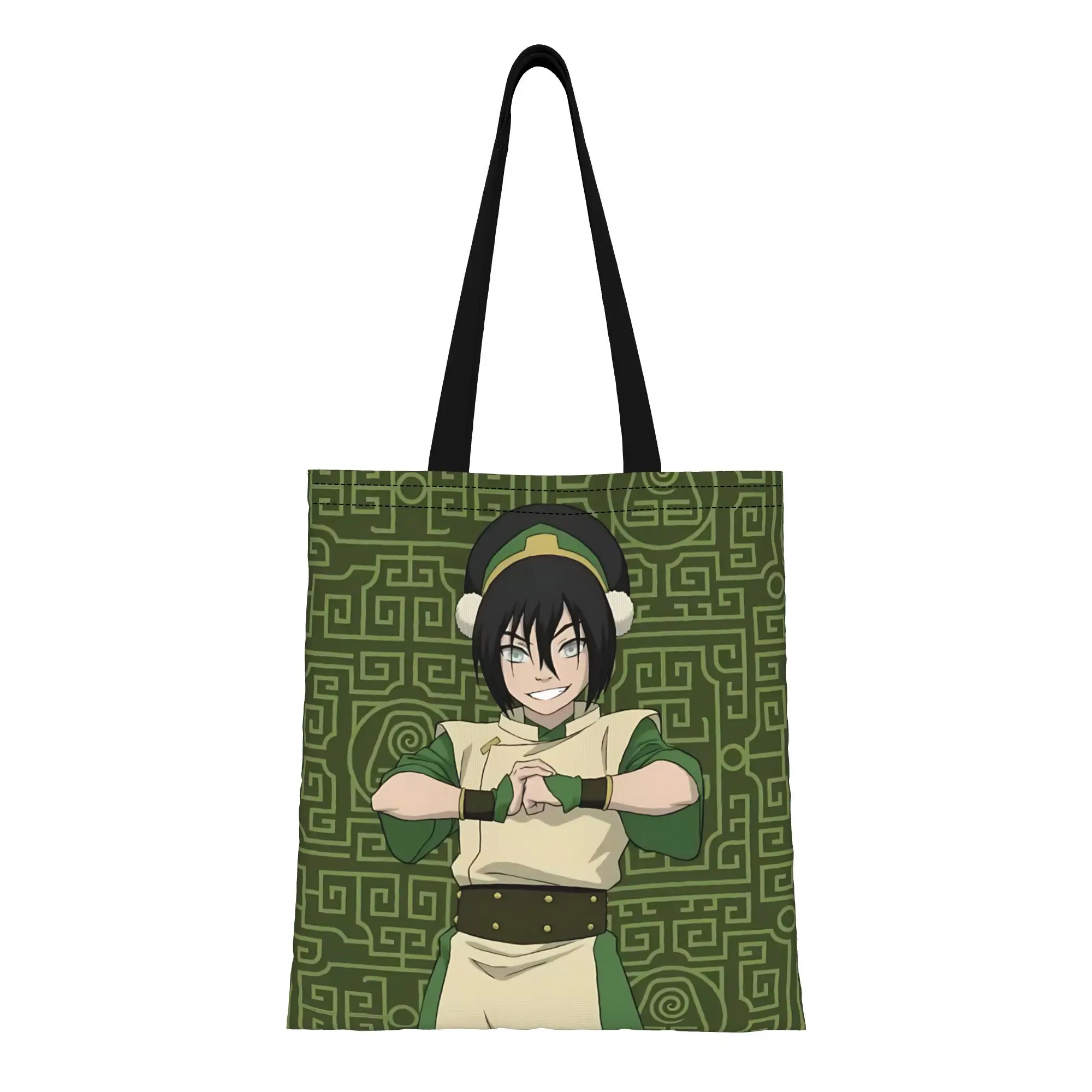 

1 шт. Большая вместительная холщовая сумка-тоут «Волшебник, овладевающий землей» из мультсериала «Аватар: Легенда об Аанге», складная, с шикарным узором, без застежки