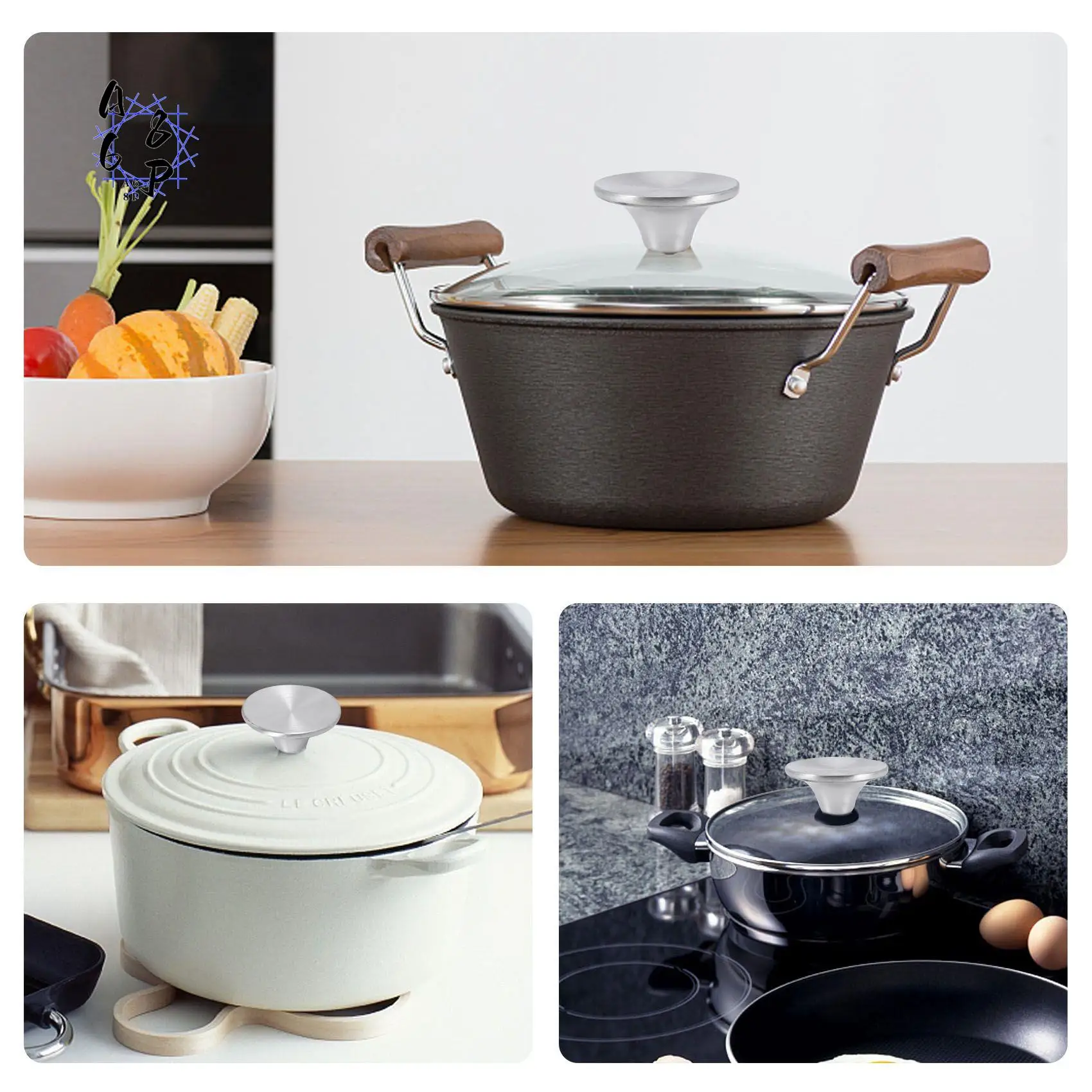 A68P-Dutch Oven Knob, Stainless Steel Pot Lid Replacement Knob For Le Creuset,Aldi,Lodge