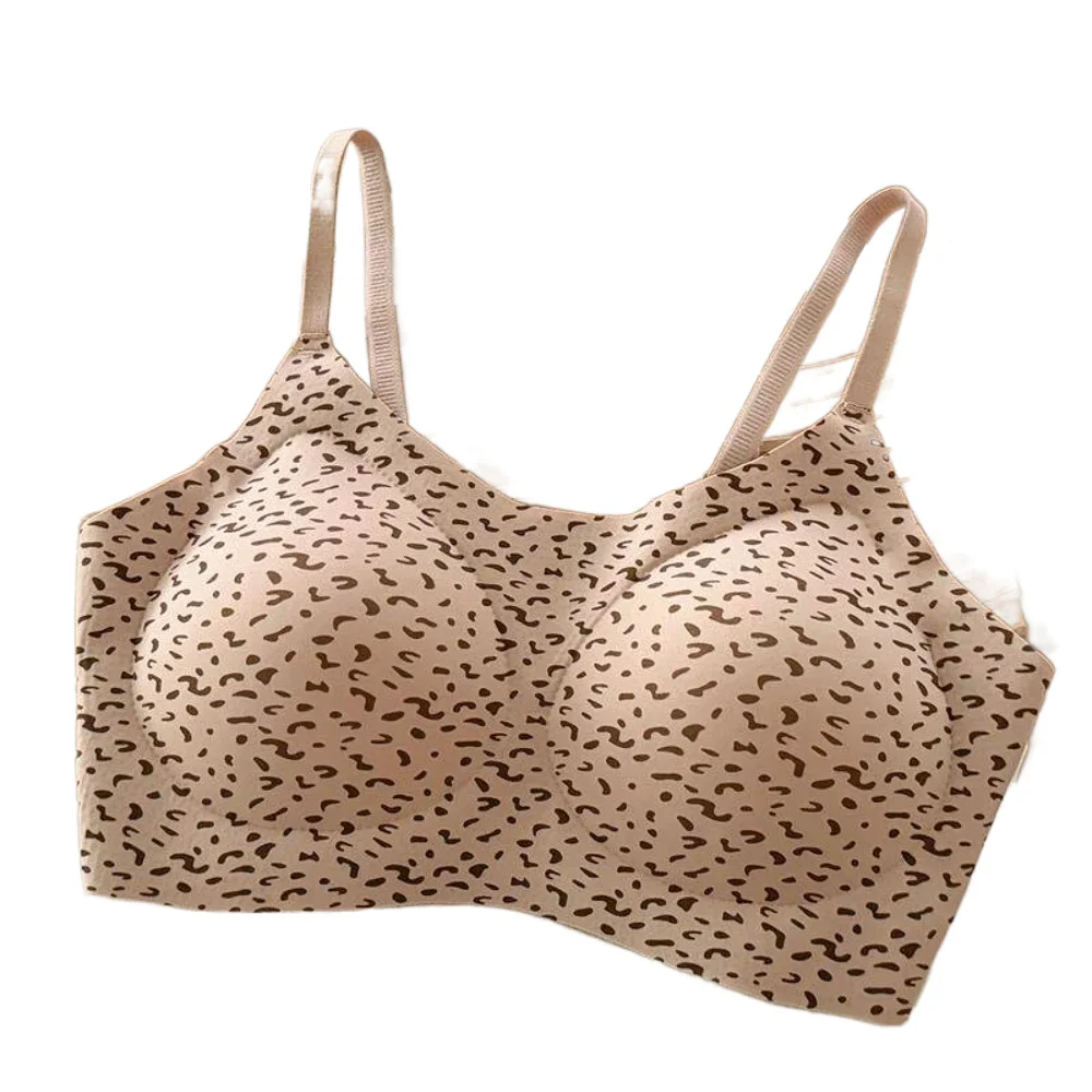 KUCLUT Training Sports Bra Seamless Fixed Cup Vest Anti See Through Wirefree Beauty Back Student Underwear 34-40 Sweet Bra