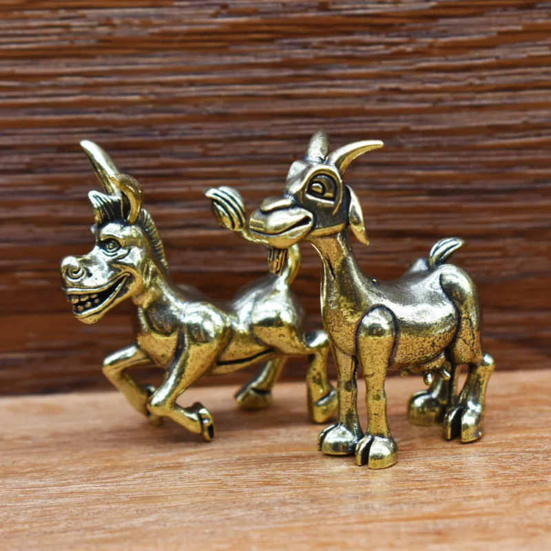 Pure Brass Craft Small Donkey Brass Ornament Desktop Home Decoration Brassware Cultural and Creative