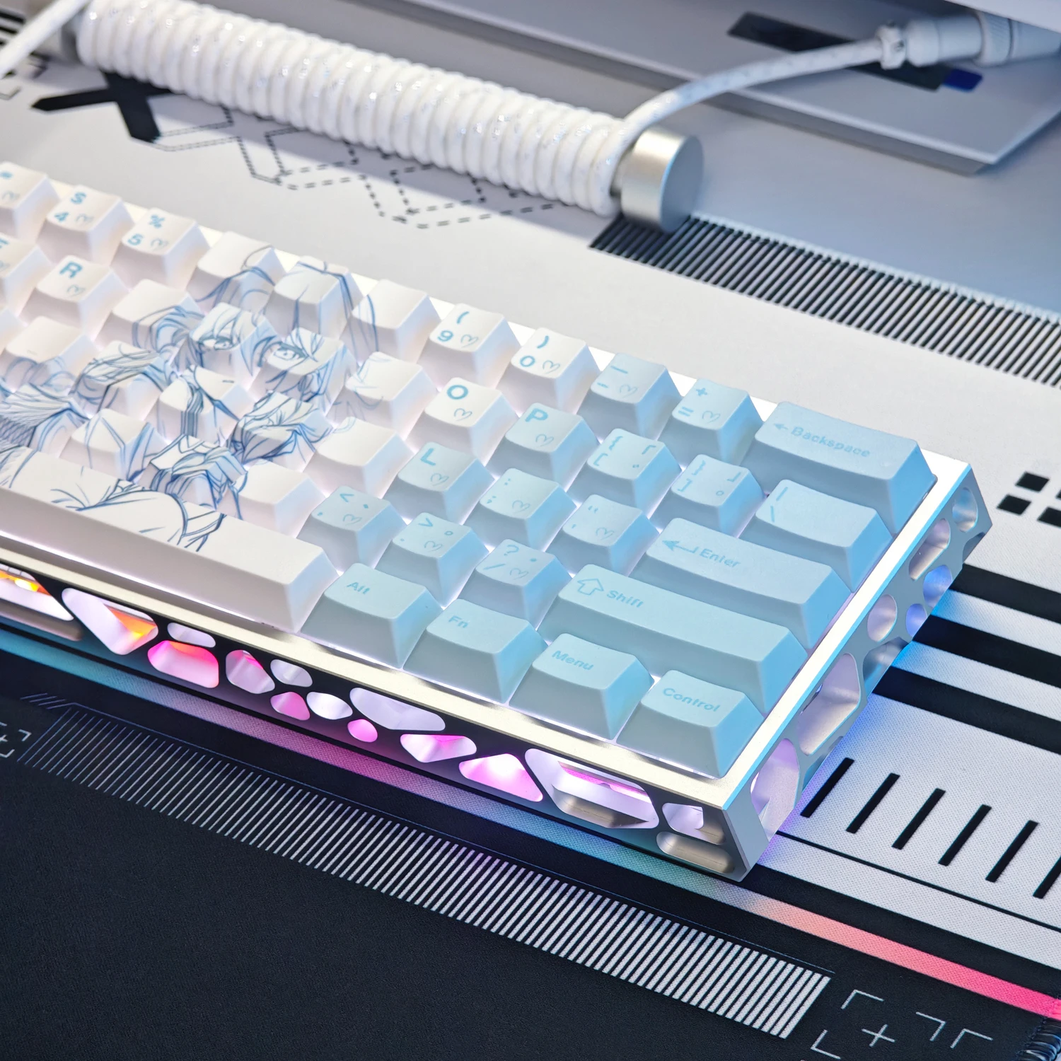 74 Keys Roxy Migurdia Custom Keycaps Anime Game Chreey PBT Transparent Key Caps for Made68 Mad68 Wooting 60 Mechanical Keyboard