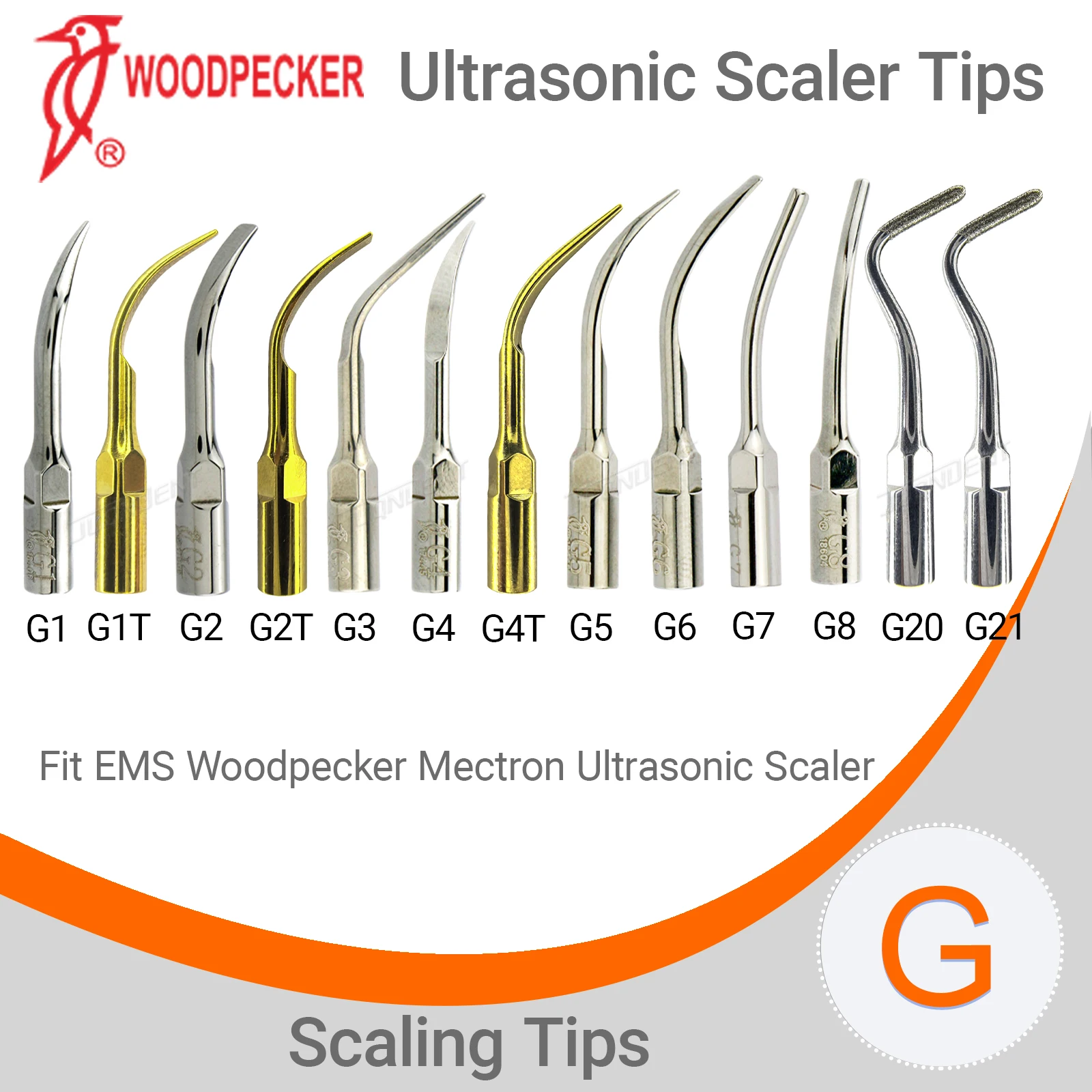 Original Woodpecker Dental Ultrasonic Scaler Tips Dentistry Scaling Endodontic Periodontics Tip Fit EMS Mectron Scaler Handpiece