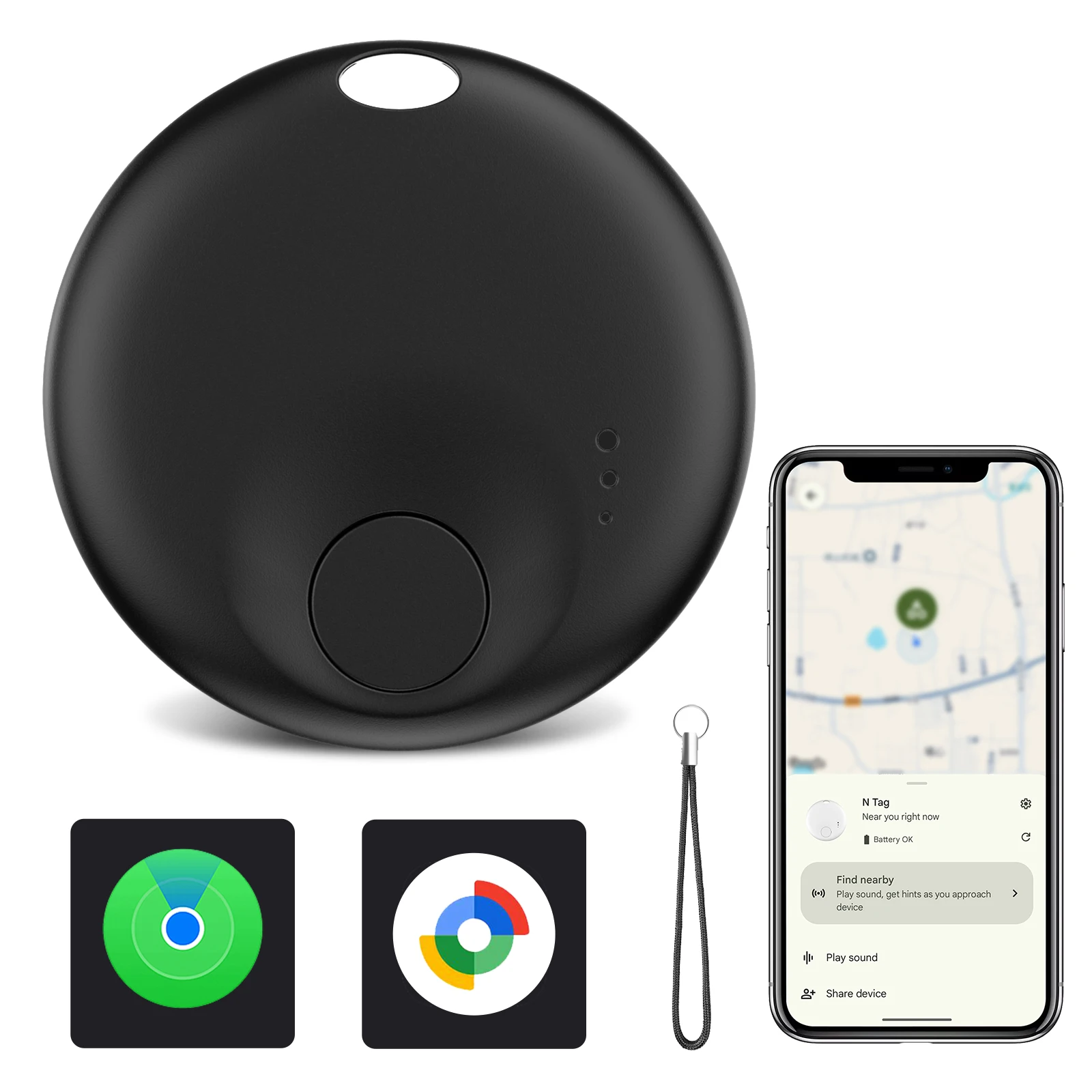 Android Smart Tags Bluetooth Tracker – 2/4-Pack , Works with Google Find My Device, Locator for Keys, Wallet Luggage For Android