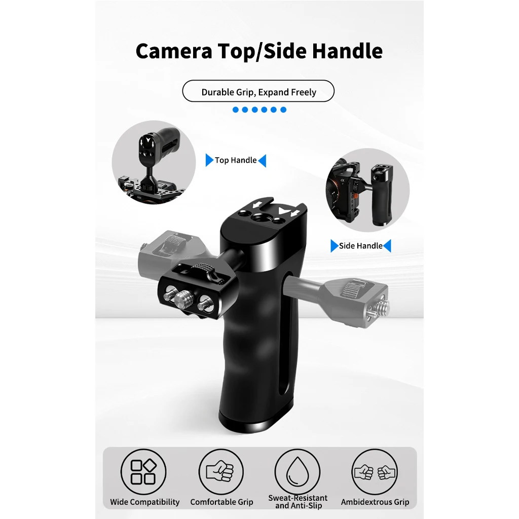 Universal Camera Cage Hand Grip Left‑Right Hand Switchable 67mm Vertical Adjustable for DSLR Camera Rig Vlog Shooting Accessory