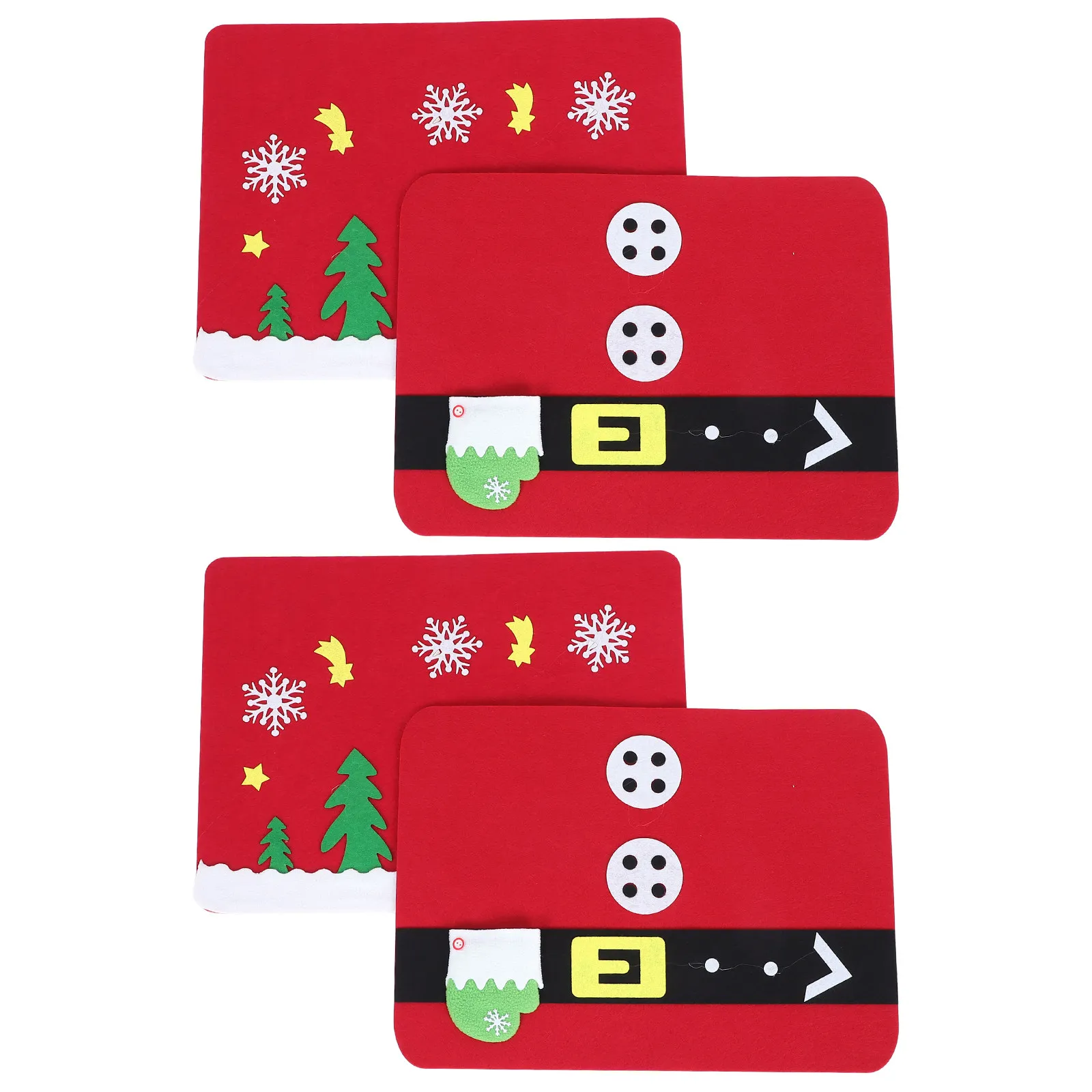 4Pcs Christmas Dinner Placemats Red Non-Woven Rectangle Xmas Table Mats 13.4x17.7 Inch Festive Dining Pad Reindeer Holiday Table