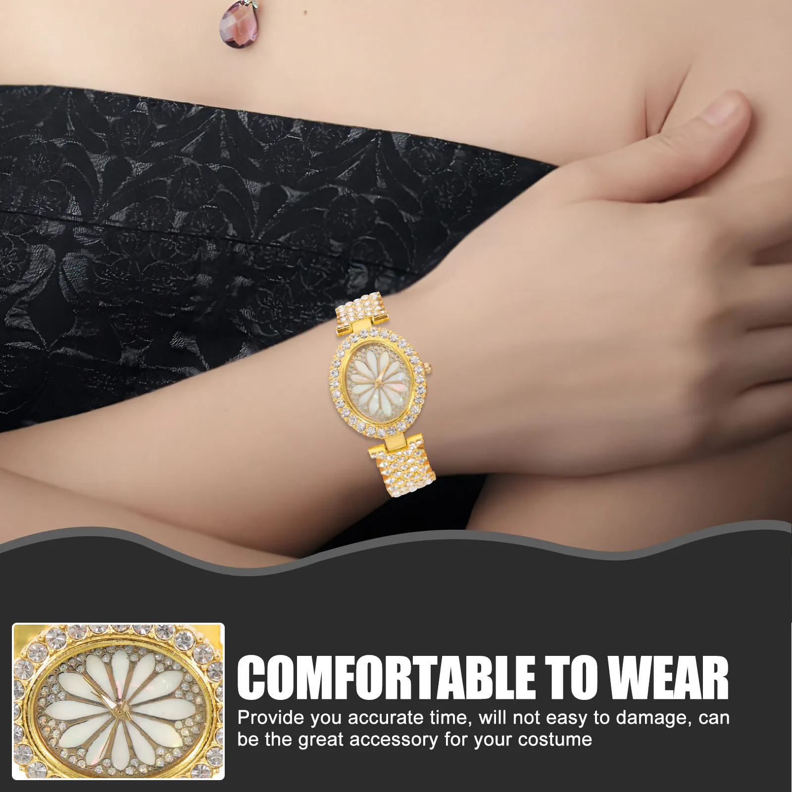 Elegant Women Wristwatch Fashionable Shiny Rhinestone Decor Simple Chic Delicate Design Precise Quartz Movement