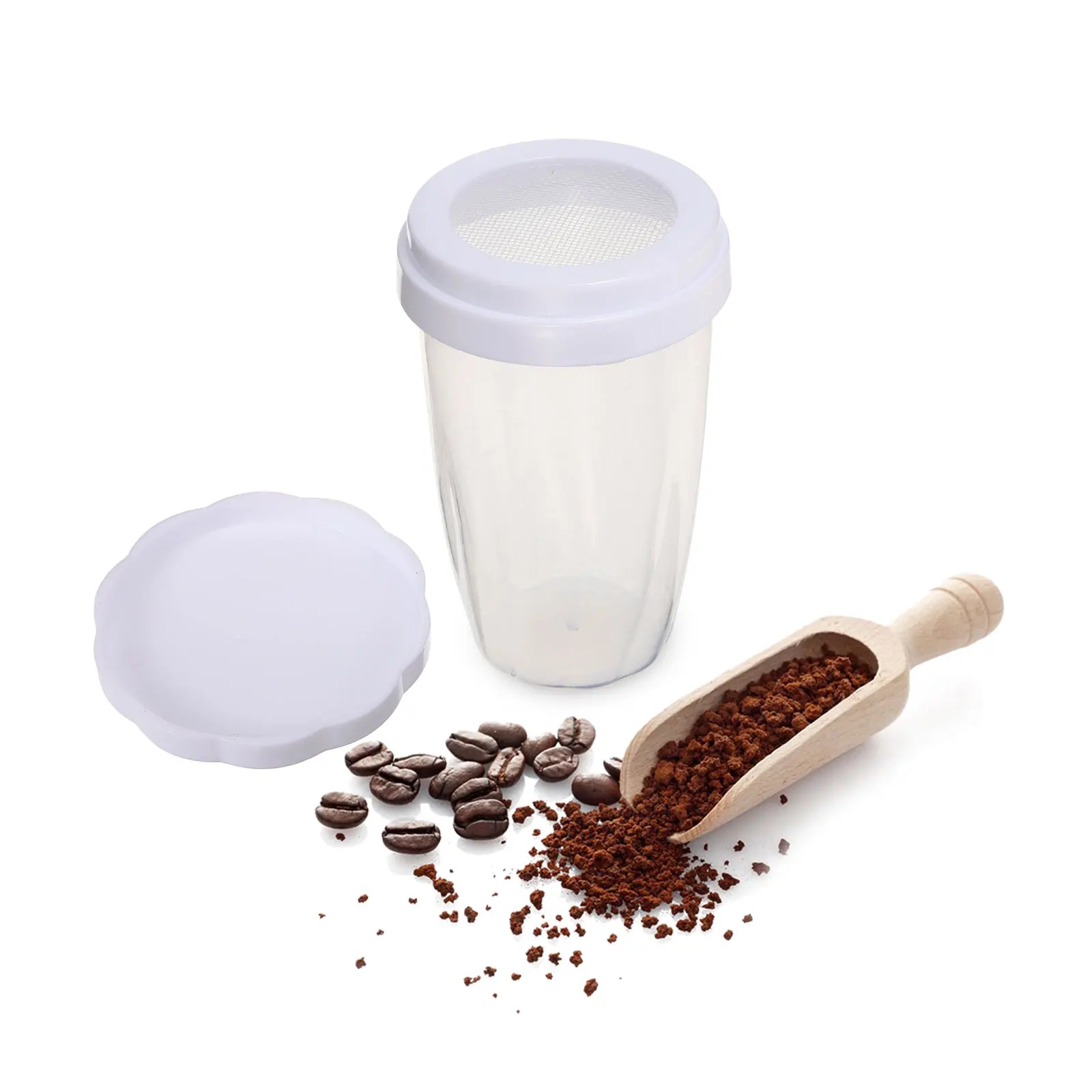 

1pcs White Powdered Sugar Shaker Duster Fine Mesh Screen Reusable PP Material Flour Cocoa Chocolate Powder Baking Supplies