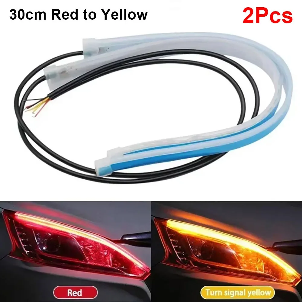 

1/2 шт. новые 30 см DRL светодиодные ленты RGB универсальные желтые стоп-сигналы 12 В авто фары