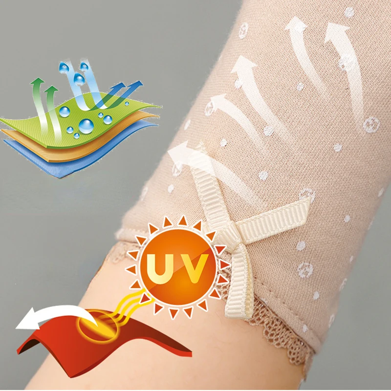 Guantes de algodón con estampado de ancla de puntos para mujer, guantes de conducción de longitud media, protección solar UV, pantalla táctil