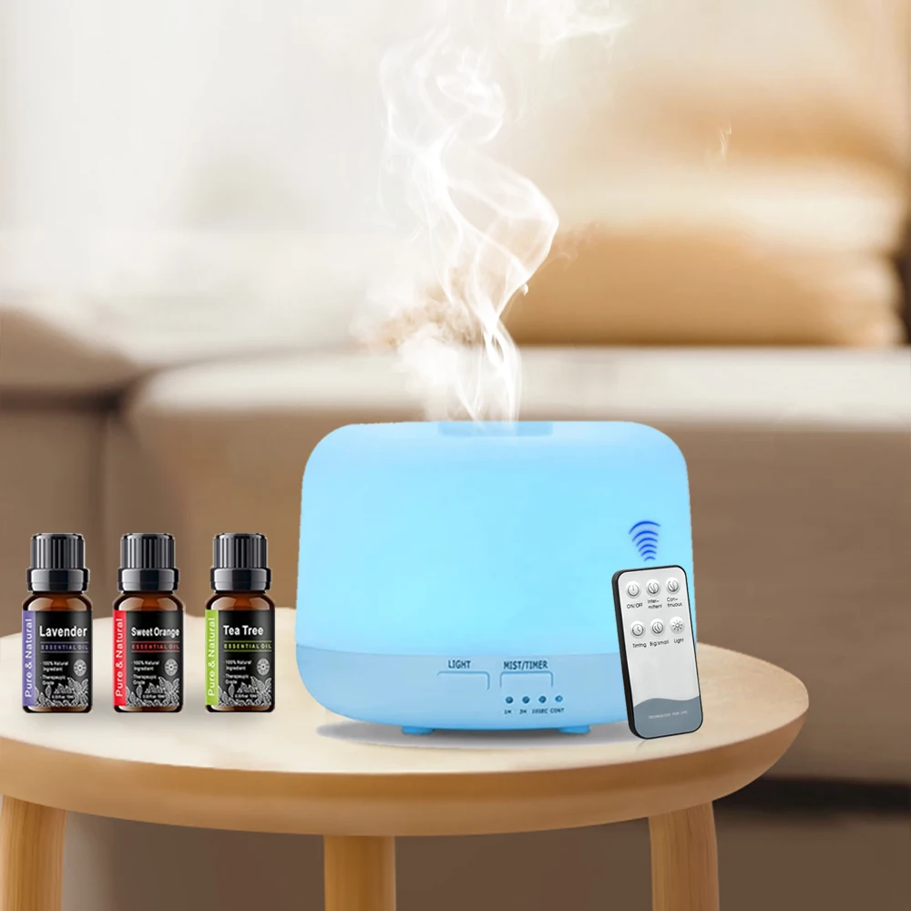 

Диффузор для дома, 300 мл, диффузор эфирного масла, 7 светодиодных ламп, меняющих цвет с дистанционным управлением, конденсация дыма, ароматерапия, воздух