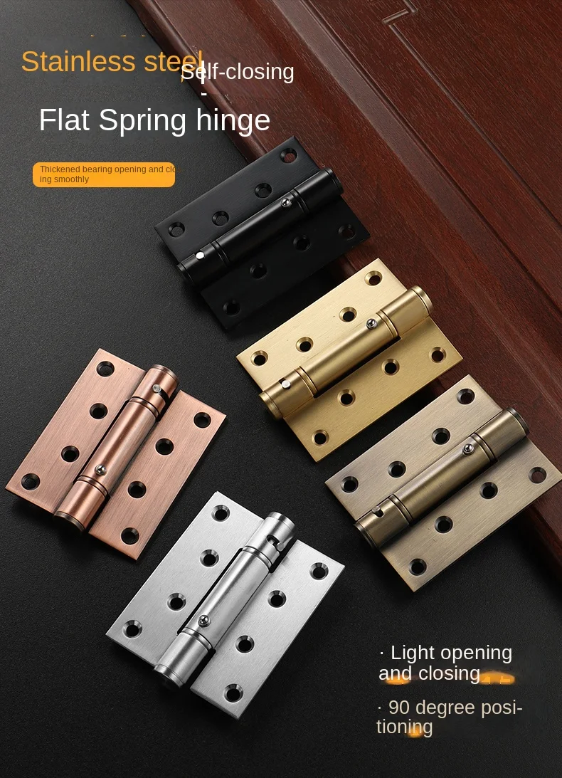 Invisible Door Self-Closing Hinge Door Closer Self-Rebound Spring Positioning Closed Wooden Door Dark Hinge