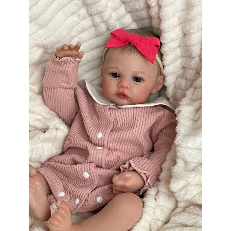 19inch Meadow Reborn Baby Doll Newborn Baby Size Real Picture Handmade 3D Skin Painted Hair Visible Veins Drop Shipping