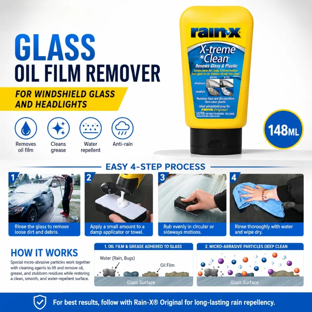 Glass Oil Film Remover For Universal Vehicles Windshield Cleaner Water Repellent Anti Rain Grease Cleaning Auto Care Accessories