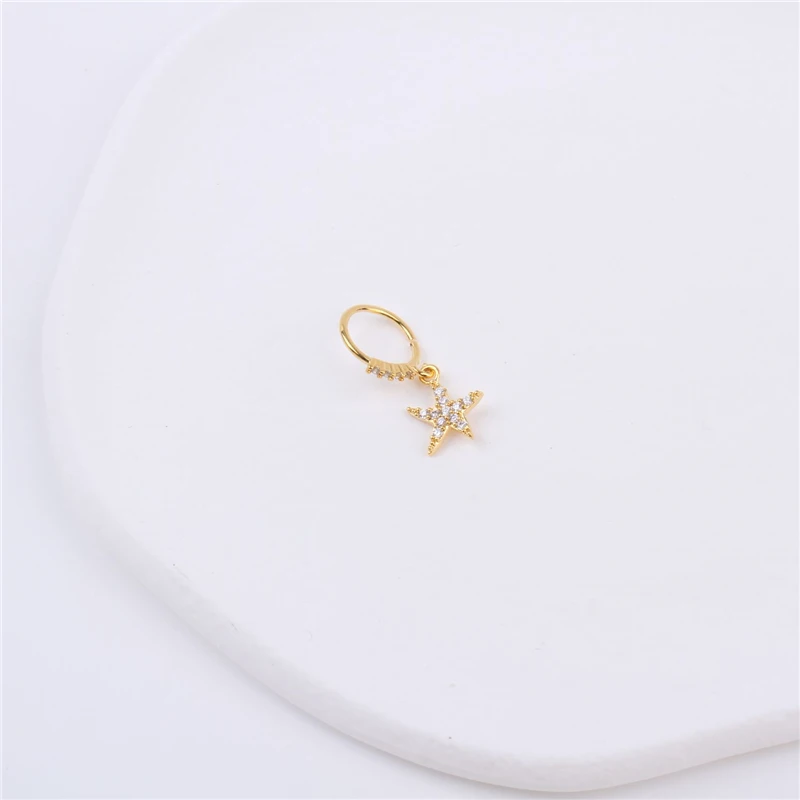 20G Dangle Nose Hoop Rings for Women Starfish Shape CZ Dangle Nose Rings Cartilage Earring Dangling Nose Piercing Jewelry