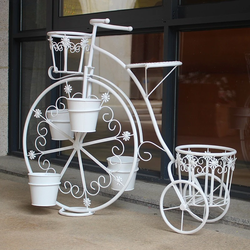 Creative bicycle wrought iron flower stand balcony courtyard flower pot rack outdoor garden decoration