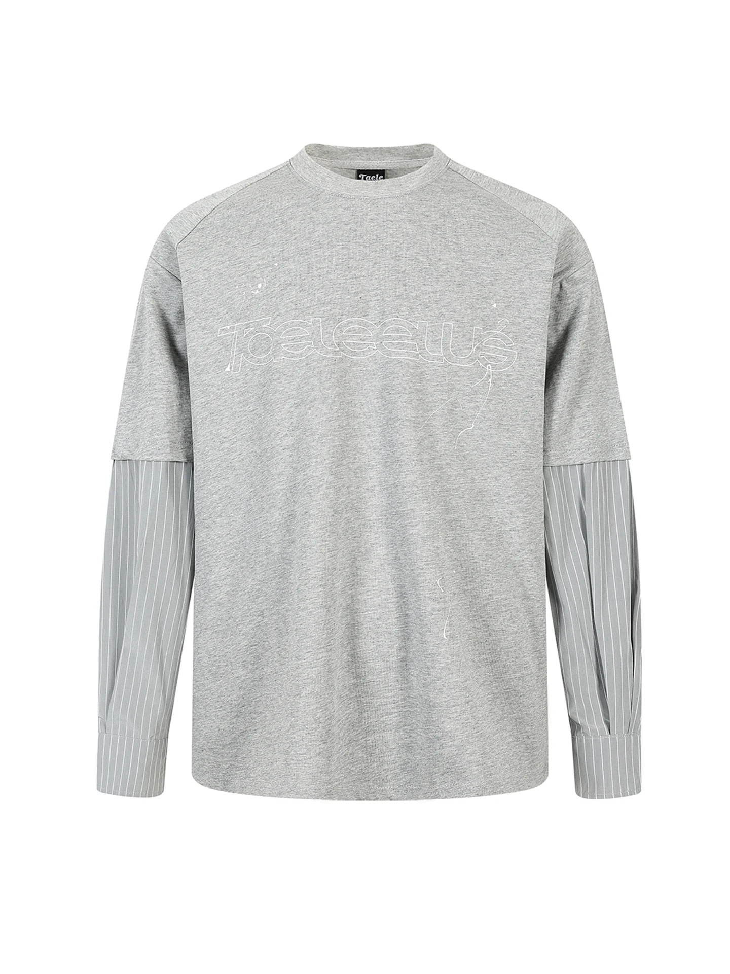 

Американская ретро-футболка в полоску с пэчворком, длинным рукавом, весенняя, повседневная, с буквенным принтом, для пар, с круглым вырезом, свободного кроя, молодежный тренд