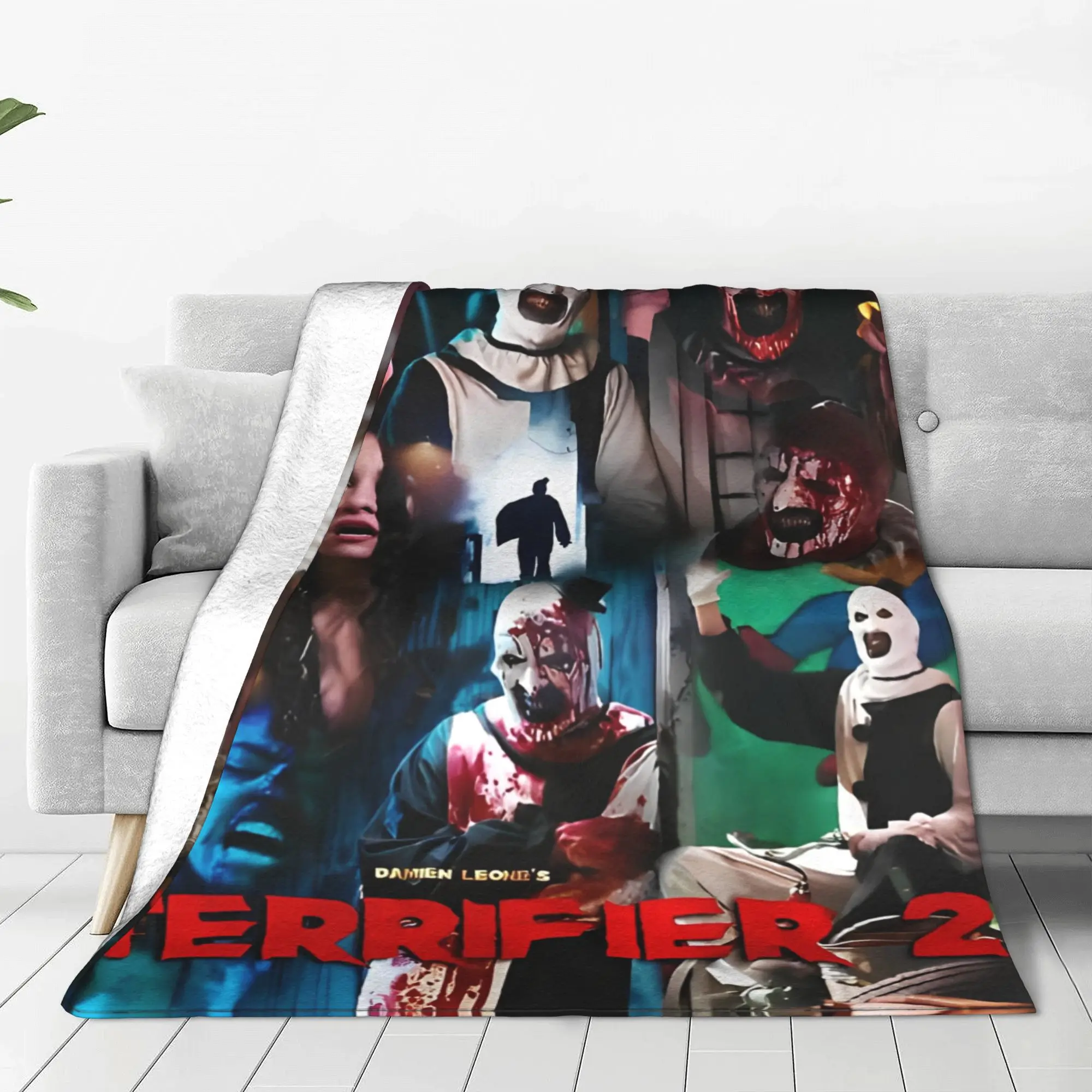 Terrifier Horror Movie Collage Blanket Fleece Summer Multi-function Lightweight Thin Throw Blankets for Home Couch Rug Piece