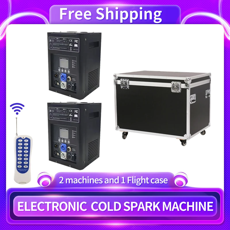 

600W ColdSpark Machine Stage Light Effects Dmx Firework Machine Ti Powder Dj Bar Wedding Party Disco (2Pcs Machines+Flightcase)