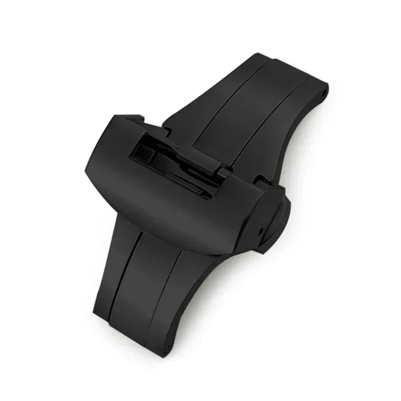 

22mm 20mm stainless steel butterfly buckle folding clasp for Panerai silver black deployment button for rubber watchband