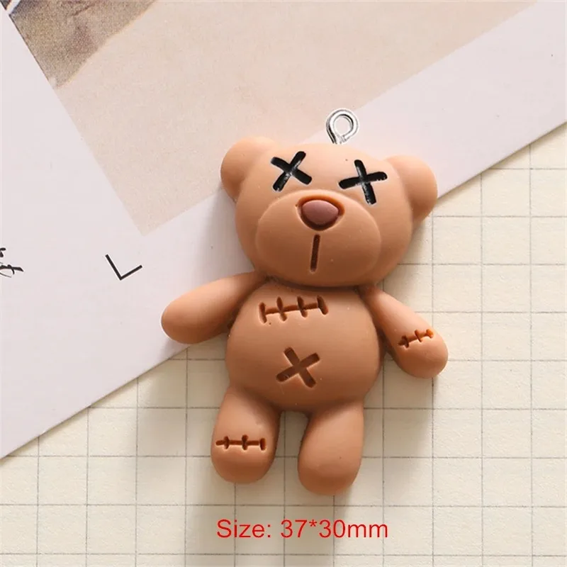 10Pcs Resin Catoon Bear Biscuit Coffee Cup Series Kawaii Keychain Decoration Pendant DIY Phone Charms Jewelry Making Accessories view 4
