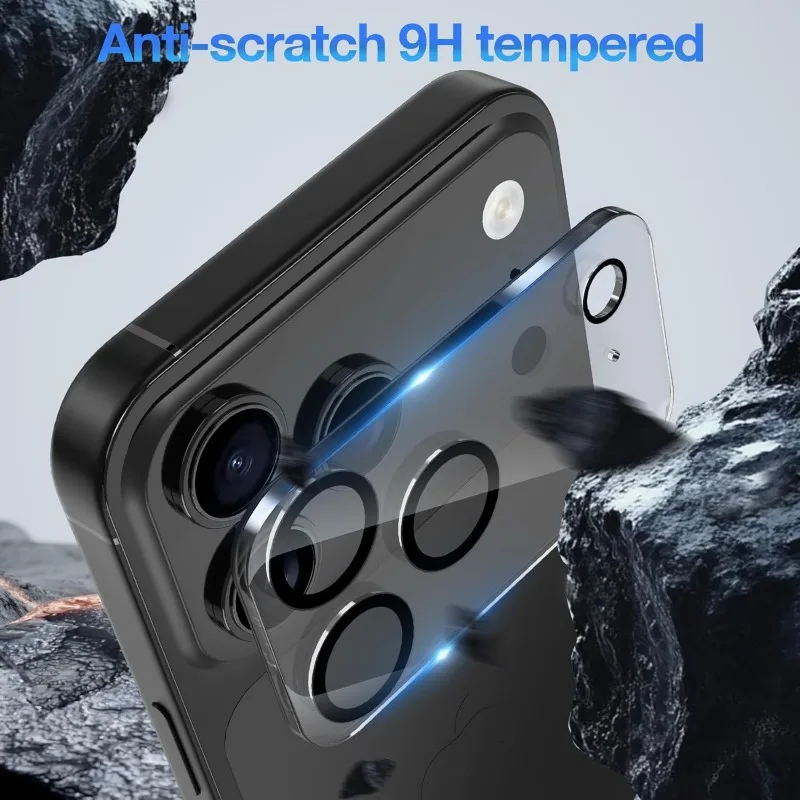 Película protectora de vidrio templado HD de 5 uds para iPhone 17 16 15 14 13 12 11 Pro Max Protector de lente de cámara para iPhone 15 Pro Max 17