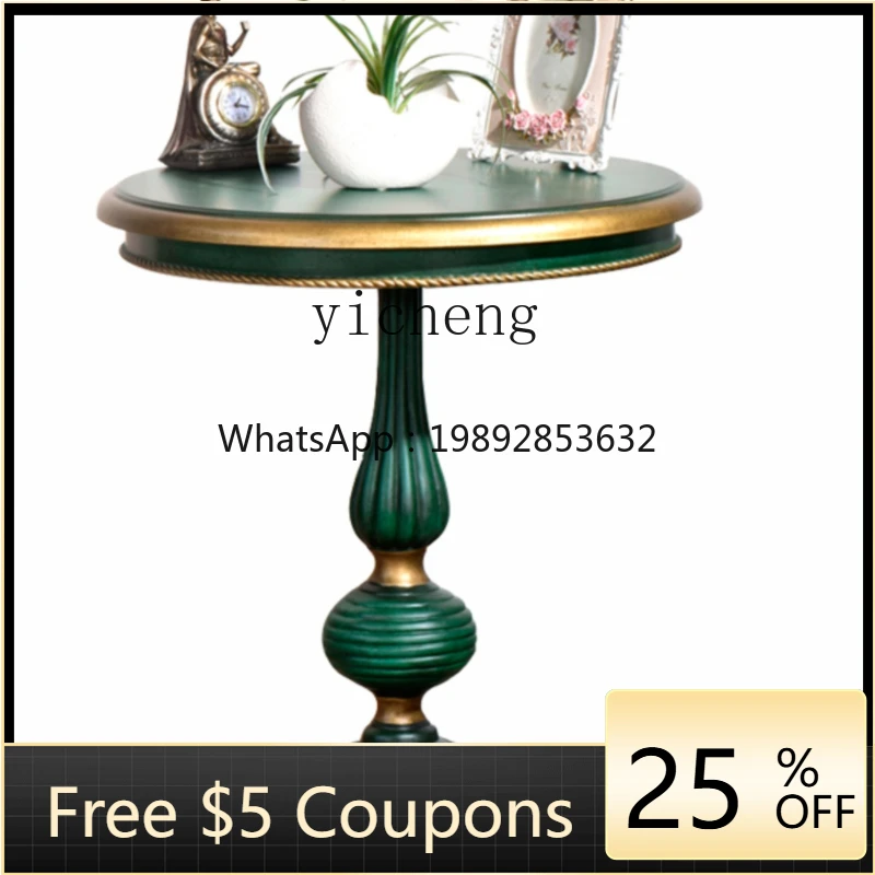 

ZC Solid Wood Side Table Corner Table Vintage Distressed Furniture Living Room Small Coffee Table